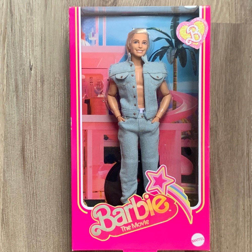 Barbie The Movie Collectible Sexy Ken Doll Wearing Denim Vest & Jeans New Mattel